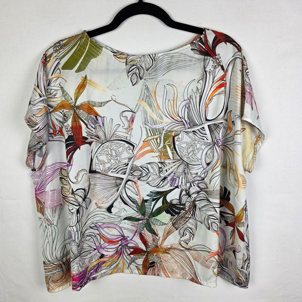 Bryn Walker Tropical Floral Italian Fabric Boxy Top Made in USA Small
